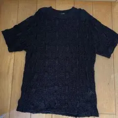 JEANASIS ジーナシス ジャガード Tシャツ カットソー　ブラックのサムネイル