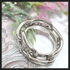 美品 HERMES ルカデ シェーヌダンクル スカーフリング シルバー