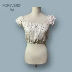 2404 【FOREVER21】　花柄　オフショル　トップス　M　シャーリング