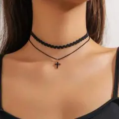 新品 チョーカー 十字架 クロス ネックレス ゴシック ブラック ダークコア