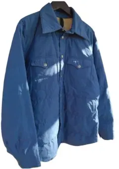 80年代　茶タグ　ノースフェイス　ダウンシャツジャケット　Sサイズ　ブルー