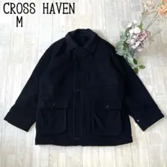 【CROSS HEAVEN クロスヘブン】アンゴラウール　ミドル丈コート　黒　M