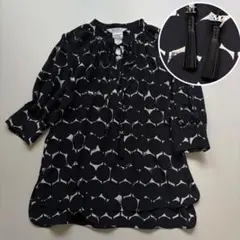 白タグ Max Mara モノグラム ボウタイブラウス シルク M刻印ボタン 