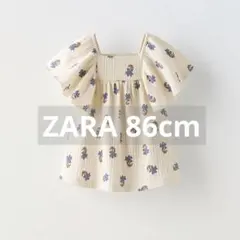 ZARA フラワープリント フリル袖シャツ 86cm