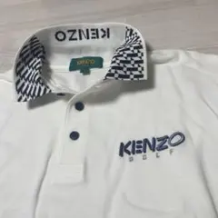 良品 90s KENZO 日本製 刺繍ロゴ 長袖 ポロシャツ ベージュ L相当