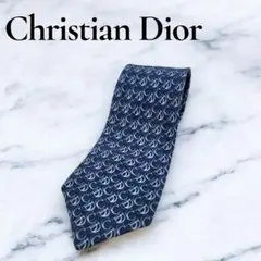 Christian Dior ネクタイ ネイビー ロゴパターン