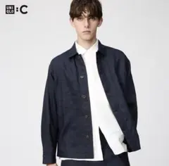 UNIQLO:C｜プレミアムリネンシャツジャケット M ネイビー