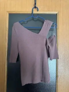 SNIDEL オフショルダー ニット Fサイズ ピンクブラウン