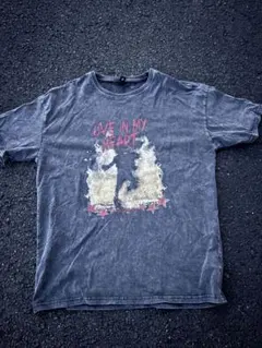 LIVE IN MY HEART Tシャツ ブラック Y2K