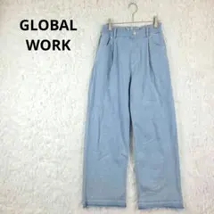 GLOBAL WORK 170cm ワイドデニムパンツ ブルー レディースS相当