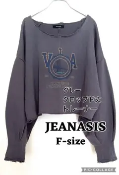 JEANASIS グレー クロップド丈ボリュームスリーブトレーナー フリーサイズ