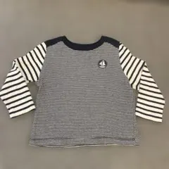 プチバトー　長袖Tシャツ　ボーダー白×紺