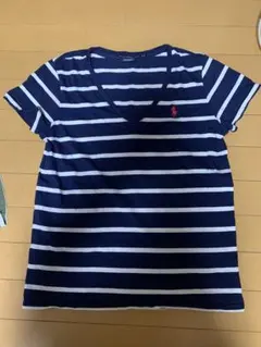 Ralph Lauren レディースネイビー/ホワイトストライプ TシャツM