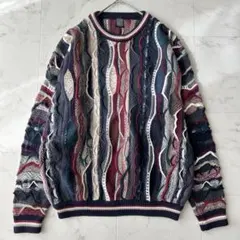 3Dニット ゆったり大きめ オーバーサイズ vintage 古着 総柄