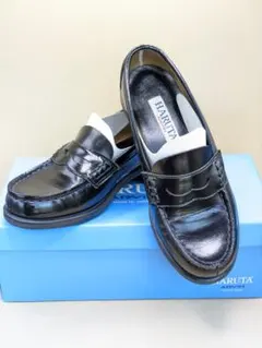 ハルタ ローファー 革靴 22cm EEE ゆったり 黒 ブラック 4505