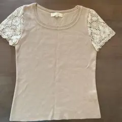 新品　en quête ベージュ レース袖 ニット 38のサムネイル