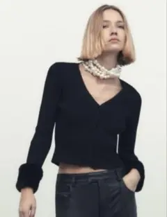 ZARA ニットーカーディガン　ファー