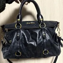 美品✨ miu miu ヴィッテロルクス ハンドバッグ 2way リボン 黒