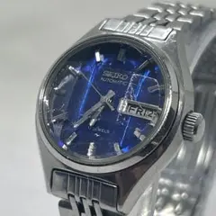 希少SEIKO 2206-0490 自動巻 9面カットガラス ブルー文字盤 稼働
