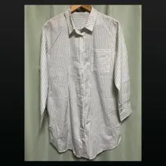 【美品】 大きいサイズ しまむら 長袖 ストライプ シャツ