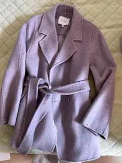 薄紫色 ロングコート ウール混紡