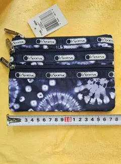 レスポートサック 3ジップ　ポーチ　3zip 　シボリ柄　未使用　和柄