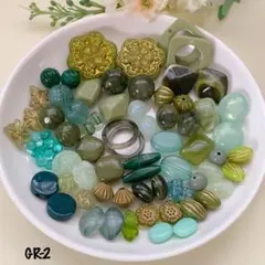 ハンドメイド素材 アクリルビーズ 大粒 アソート グリーン系