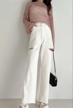 グレイル　スリットダメージワイドパンツ