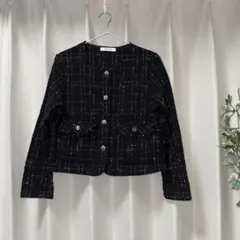 チェック柄クロップドジャケット