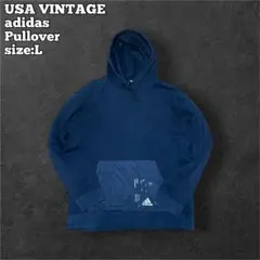 USA古着 adidas プルオーバー パーカー 希少デザイン ブラック L