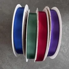 HEIKO リボン 4色セット シングルサテン 青　緑　赤　濃い紫