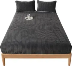 H2 Life フランネル ボックスシーツ ふんわり厚手 シングル チャコール