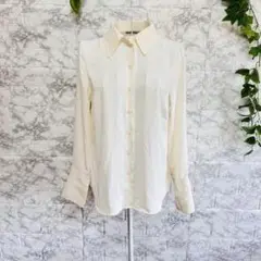 【f5】【H&M】アイボリー 長袖 ボタンアップシャツ　透け感　【F】　訳あり品