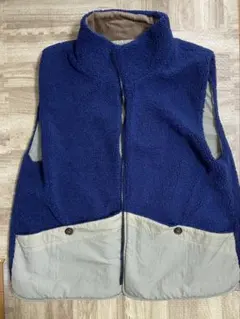 ネイビー フリース ジップアップベスト