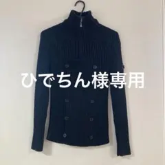 GIGOLO 黒リブ編みダブルボタンニットセーター