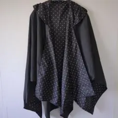 水玉 ポンチョ フード ドット フリー 黒 桃 ポリエステル