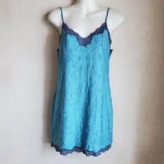 Wacoalレディース キャミソール ターコイズブルー 花柄刺繍のサムネイル