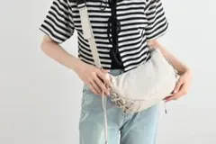 mumu　レースアップ　ショルダー　 ショルダーバッグ 　ハーフムーン　しまむら