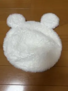 ディズニー　ベレー帽　ふわふわ　白　冬　ミッキー　耳