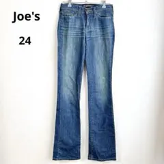 ジョーズジーンズ フレアデニム 丈長め 24インチ インディゴ ロゴ スリム