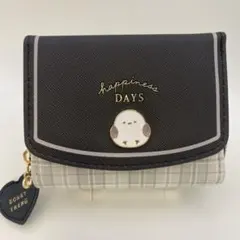 未使用シマエナガ 三つ折り財布 チェック柄ブラック