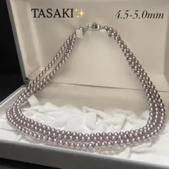 【田崎真珠✨3連】 あこや真珠 ネックレス ベビーパール タサキ ブルーグレー系