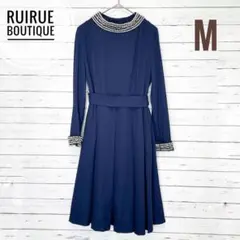 1795【ルイルエブティック】パールビジューカラーワンピース パーティ お呼ばれ