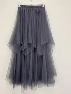 GRL ブルーグレー系　フェミニン系　ロングチュールスカート【中古】D65のサムネイル