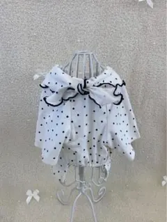 星柄リボン付き犬服（ホワイト・レッド）　Tシャツ