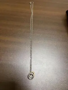 シルバー ゴールド 二重リング ネックレス