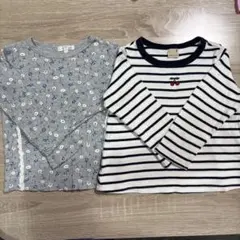 花柄とストライプの長袖カットソー2枚セット