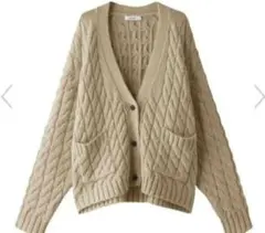 美品♪エブール 近年 Vネックカーディガン ゆったり ウール ベージュ sp2 美品♪エブール 近年 Vネックカーディガン ゆったり ウール ベージュ