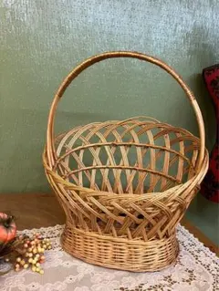 emi様専用＊バスケットかご インテリア アンティーク ラタンフルーツバスケット