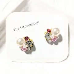 A-395　ハンドメイド☆ビジューピアス／イヤリング